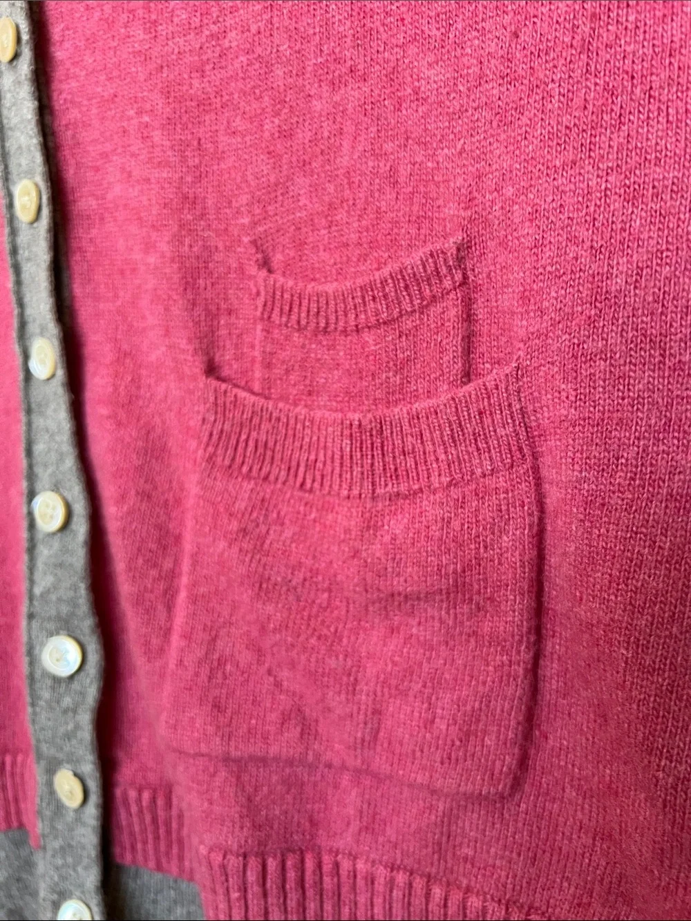 Banana Republic Cashmere Wool Bl Cardigan Sweater Varsity Style Pink Grey SP